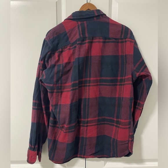 #19-LEVI’S- black and red plaid butt down - Picture 2 of 3